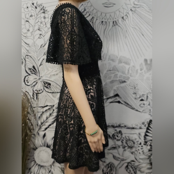 Like New Lulu's Elegant Black Lace Mini Dress Fully Lined Small - Picture 6 of 11